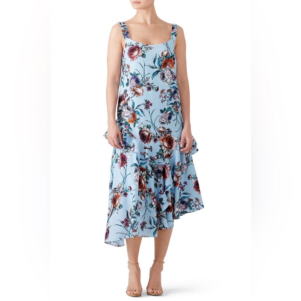 Nwot Cooper st botanical floral asymmetrical‎ Blue Dress